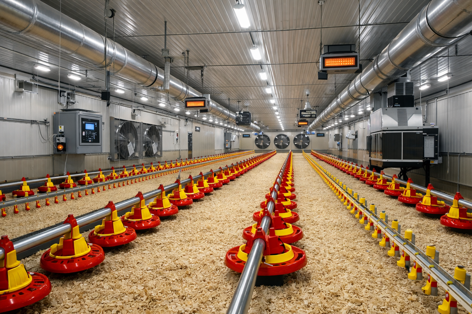 Interior of a high-tech poultry house