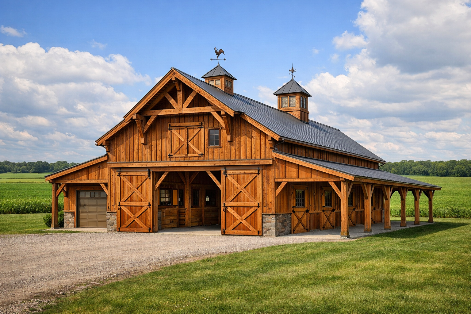 Custom-built wooden barn