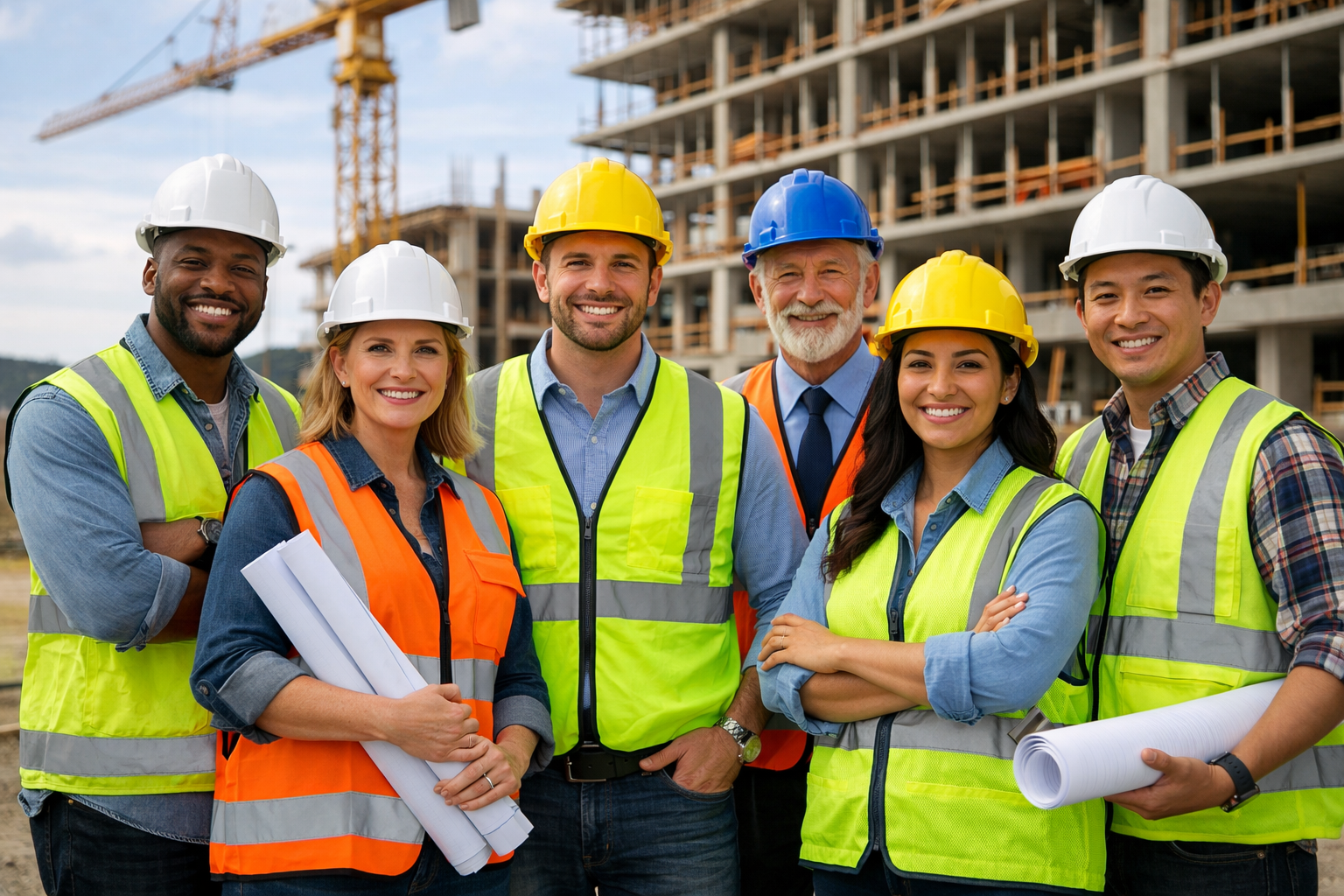 Professional construction workers